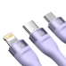 Кабель 3в1 USB+Type-C/Apple Lightning+Type-C+microUSB 1.2 м Baseus Flash Series Ⅱ 100 Вт фіолетовий Кабель 3в1 USB+Type-C/Apple Lightning+Type-C+microUSB 1.2 м Baseus Flash Series Ⅱ 100 Вт фіолетовий