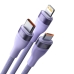 Кабель 3в1 USB+Type-C/Apple Lightning+Type-C+microUSB 1.2 м Baseus Flash Series Ⅱ 100 Вт фіолетовий Кабель 3в1 USB+Type-C/Apple Lightning+Type-C+microUSB 1.2 м Baseus Flash Series Ⅱ 100 Вт фіолетовий