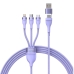 Кабель 3в1 USB+Type-C/Apple Lightning+Type-C+microUSB 1.2 м Baseus Flash Series Ⅱ 100 Вт фіолетовий Кабель 3в1 USB+Type-C/Apple Lightning+Type-C+microUSB 1.2 м Baseus Flash Series Ⅱ 100 Вт фіолетовий