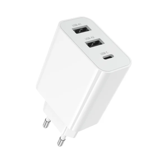 Зарядний блок живлення 2xUSB+Type-C BOROFONE BA105A Stellar 15 W 5 V 3 A білий