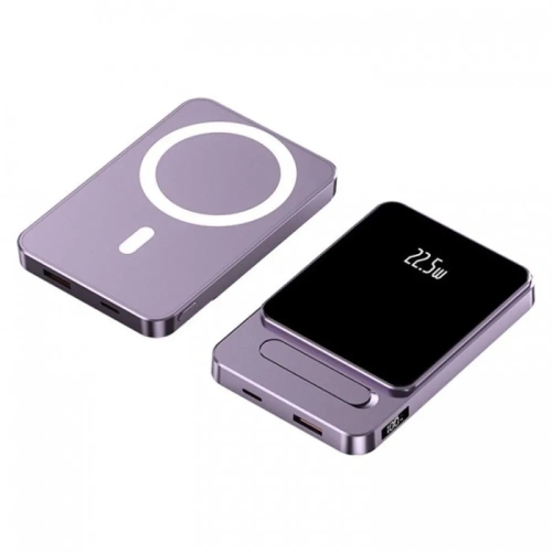 Універсальна мобільна батарея 10000 mAh A77 MagSafe 22.5 W повербанк з дисплеєм фіолетовий new