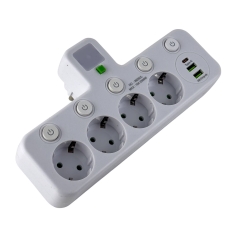 Мережевий фільтр 4 розетки PNS-01/8625UL з нічником 2хUSB/Type C 10 А білий