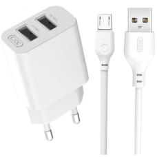 Зарядний пристрій з кабелем 2хUSB/microUSB 1 м XO L109 12 W 5 V 2.4 A білий
