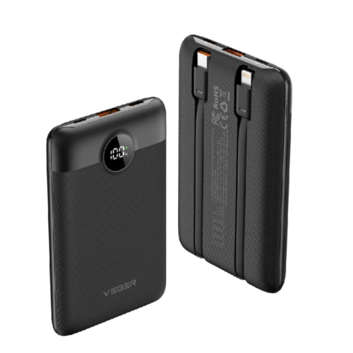 Універсальна мобільна батарея 10000 mAh VEGER C11 22.5 W повербанк з дисплеєм чорний