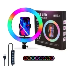 Кільцева лампа 26 см MJ26 USB LED RGB з тримачем