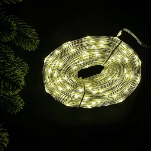 Світлодіодна гірлянда-стрічка прозорий дріт 400 LED Magic Lights крапля 50 м 8 режимів теплий білий