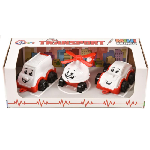 Іграшковий набір машинок 3в1 Швидка допомога Міні Technok Toys 5811 пластик 10 см білий з червоним