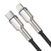 Кабель Type-C/Apple Lightning 1 м Baseus Cafule Series Metal 20 Вт чорний