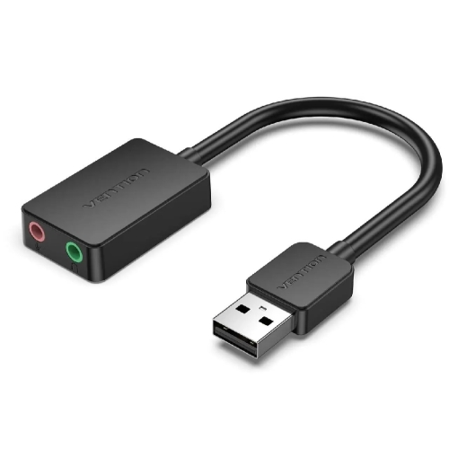 Адаптер Vention 2-port USB External Sound Card 0.15M Black (CDYB0) new