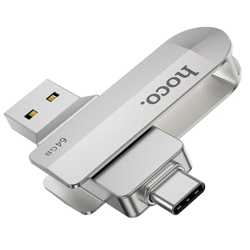 Флеш пам'ять USB 64 GB Hoco UD10 Wise Type-C+USB 3.0 сріблястий