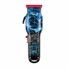 Бездротова машинка для стрижки волосся VGR V-685 USB з дисплеєм 4 насадки чорний з блакитним
