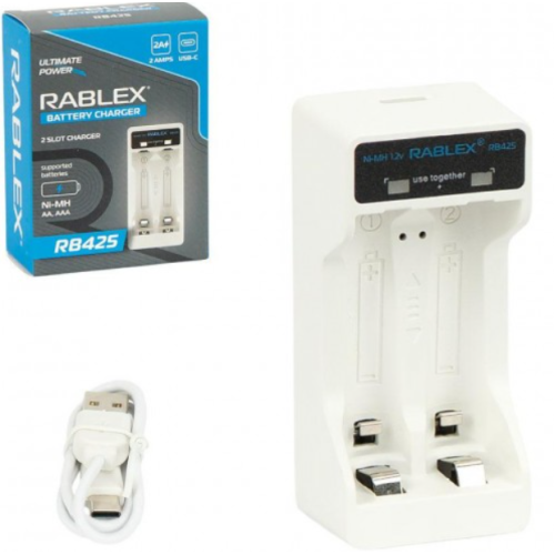 Зарядний пристрій USB 2хААА/АА Rablex RB425 900 mA білий