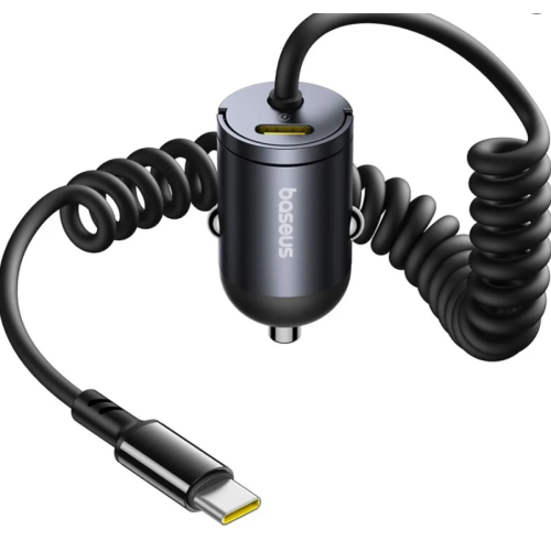 Автомобільний зарядний пристрій з кабелем Type-C/Type-C Baseus Tiny Star 30 W чорний