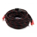 Кабель HDMI-HDMI 15 м чорний з червоним