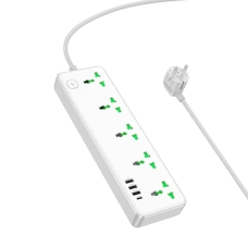 Мережевий фільтр-подовжувач 5 розеток HOCO AC13A 3хUSB/Type C 10 А 1.5 м білий