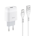 Зарядний пристрій з кабелем USB/Type-C 1 м HOCO C72A Glorious 2.1 А білий Зарядний пристрій з кабелем USB/Type-C 1 м HOCO C72A Glorious 2.1 А білий