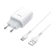 Зарядний пристрій з кабелем USB/Type-C 1 м HOCO C72A Glorious 2.1 А білий Зарядний пристрій з кабелем USB/Type-C 1 м HOCO C72A Glorious 2.1 А білий