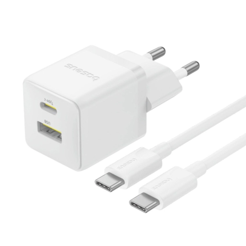 Зарядний пристрій з кабелем Type-C+USB/Type-C 1 м Baseus Palm Fast Charger 30 W 12 V 2.5 А білий