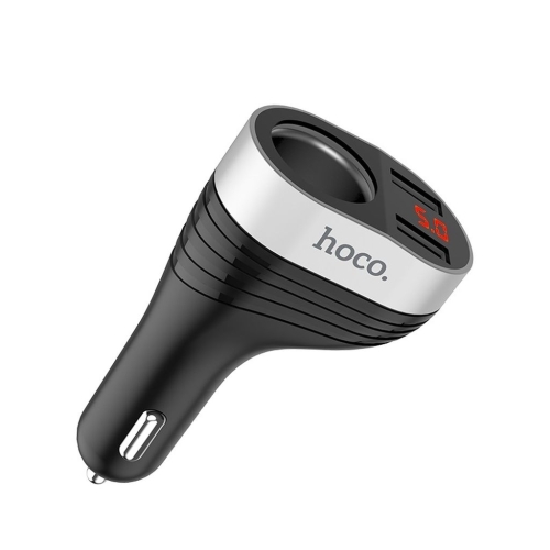 Автомобільний зарядний пристрій 2хUSB HOCO Z29 Regal з дисплеєм та прикурювачем 18 W чорний