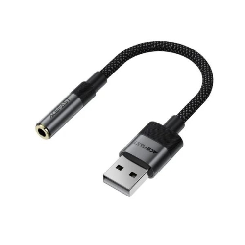 Аудіокабель USB/3.5 мм AUX 0.15 м Acefast J13 чорний
