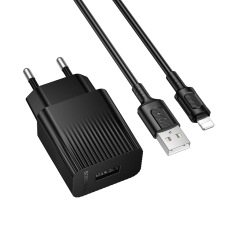 Зарядний пристрій з кабелем USB/Apple Lightning 1 м BOROFONE BAS71A Source 10.5 W 5 V 2.1 А чорний