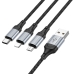 Кабель 3в1 USB/Apple Lightning+Type-C+microUSB 1 м HOCO X102 2.4 А чорний Кабель 3в1 USB/Apple Lightning+Type-C+microUSB 1 м HOCO X102 2.4 А чорний