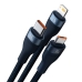 Кабель 3в1 USB/Apple Lightning+Type-C+microUSB 1.2 м Baseus Flash Series синій