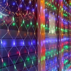 / Світлодіодна гірлянда-сітка прозорий дріт 1.5 м х 1.5 м кристал SOFI 120 LED 8 режимів мульти