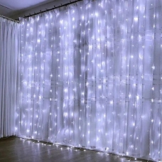 / Світлодіодна гірлянда-завіса прозорий дріт 3 м х 3 м Euro Led 200 LED білий