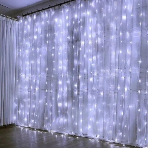 / Світлодіодна гірлянда-завіса прозорий дріт 3 м х 3 м Euro Led 200 LED білий