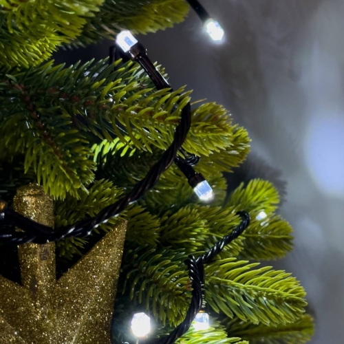 Світлодіодна гірлянда-нитка чорний дріт 200 LED Xmas рубін 15 м 8 режимів білий