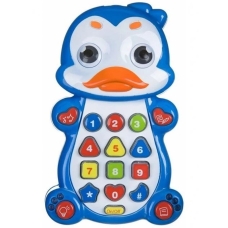 Інтерактивна іграшка телефон Limo Toy 7614UA Пінгвін зі звуковими та світловими ефектами 14 см синій