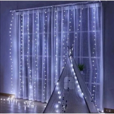 / Світлодіодна гірлянда-завіса прозорий дріт 3 м х 2 м Euro Led 360 LED 8 режимів білий