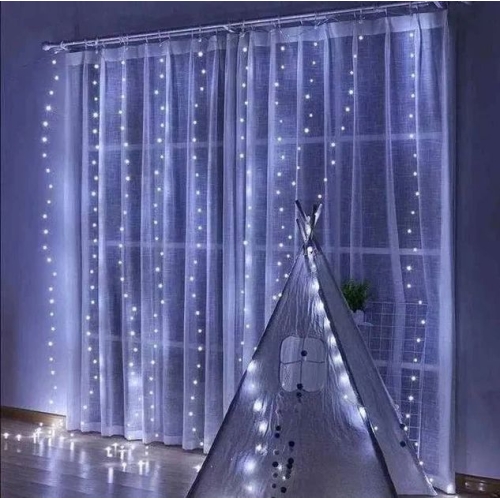 / Світлодіодна гірлянда-завіса прозорий дріт 3 м х 2 м Euro Led 360 LED 8 режимів білий