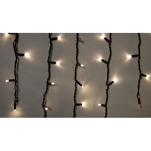 / Світлодіодна гірлянда-бахрома дощик чорний дріт 3 м  Euro Led 120 LED теплий білий