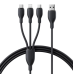 Кабель 3в1 USB/Apple Lightning+Type-C+microUSB 0.8 м Baseus Ultra Fast 3.5 A чорний