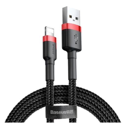 Кабель USB/Apple Lightning 2 м Baseus Cafule Cable 1.5 А чорний з червоним