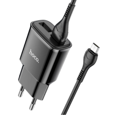 Зарядний пристрій з кабелем 2xUSB/microUSB 1 м HOCO C88A Star 12 W 5 V 2.4 А чорний