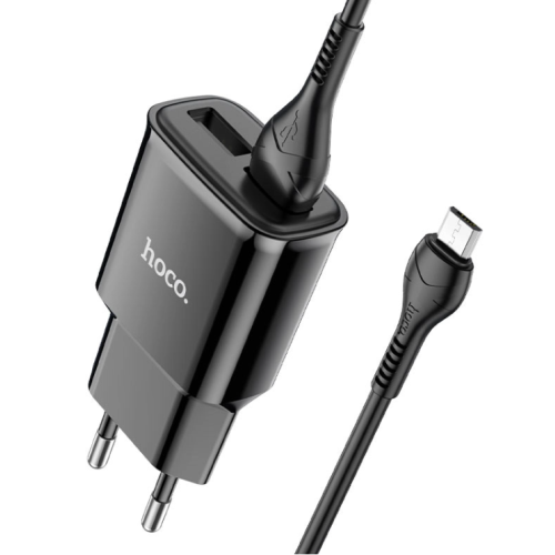 Зарядний пристрій з кабелем 2xUSB/microUSB 1 м HOCO C88A Star 12 W 5 V 2.4 А чорний