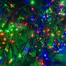 Світлодіодна гірлянда-бахрома вулична чорний дріт 405 LED ліхтарики 25 м мульти