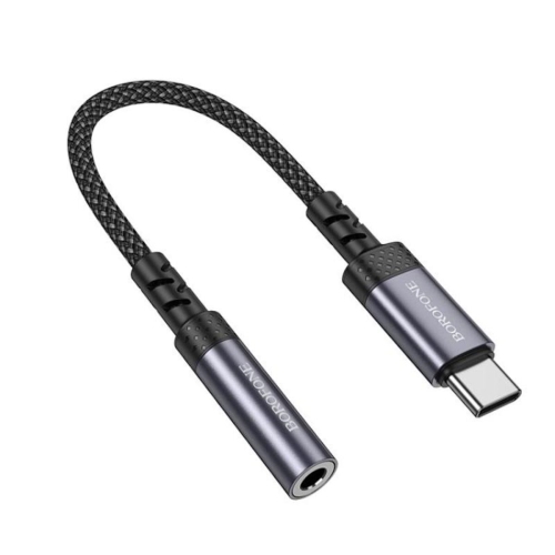 Перехідник Type-C M/3.5 мм AUX F 15 см BOROFONE BV24 Graceful сріблястий