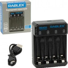 Зарядний пристрій USB 4хААА/АА Rablex RB403 2000 mA чорний