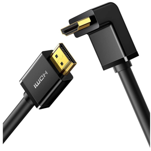 Кабель HDMI/HDMI 1 м UGREEN 90 Degree 4K Cable чорний