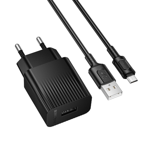 Зарядний пристрій з кабелем USB/microUSB 1 м BOROFONE BAS71A Source 10.5 W 5 V 2.1 А чорний