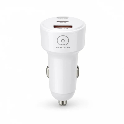 Автомобільний зарядний пристрій 2хType-C+USB WUW C244 55 W білий