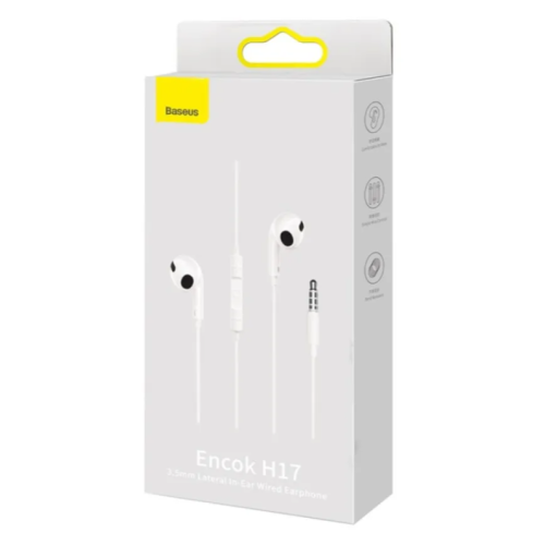 / Навушники Baseus Encok 3.5mm lateral in-ear Wired Earphone H17 white new