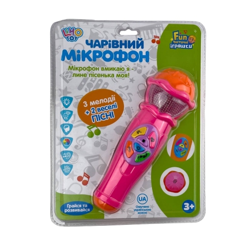 Іграшковий мікрофон Limo Toy 7043UA зі звуковими та світловими ефектами 19 см рожевий