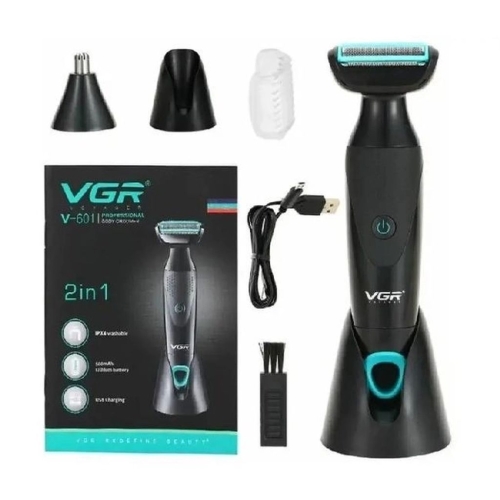 Тример для стрижки волосся та бороди VGR V-601 2в1 USB чорний