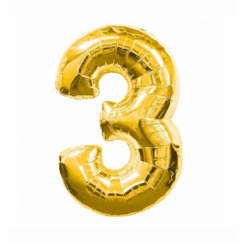 / Шарик Цифра "3" (45 см) цвет золото