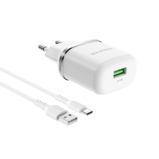 Зарядний пристрій з кабелем USB/Type-C 1 м BOROFONE ВА36А 18 W 9 V 2 А білий